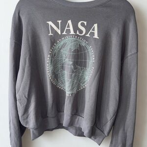 NASA Gray Graphic Crewneck Sweater